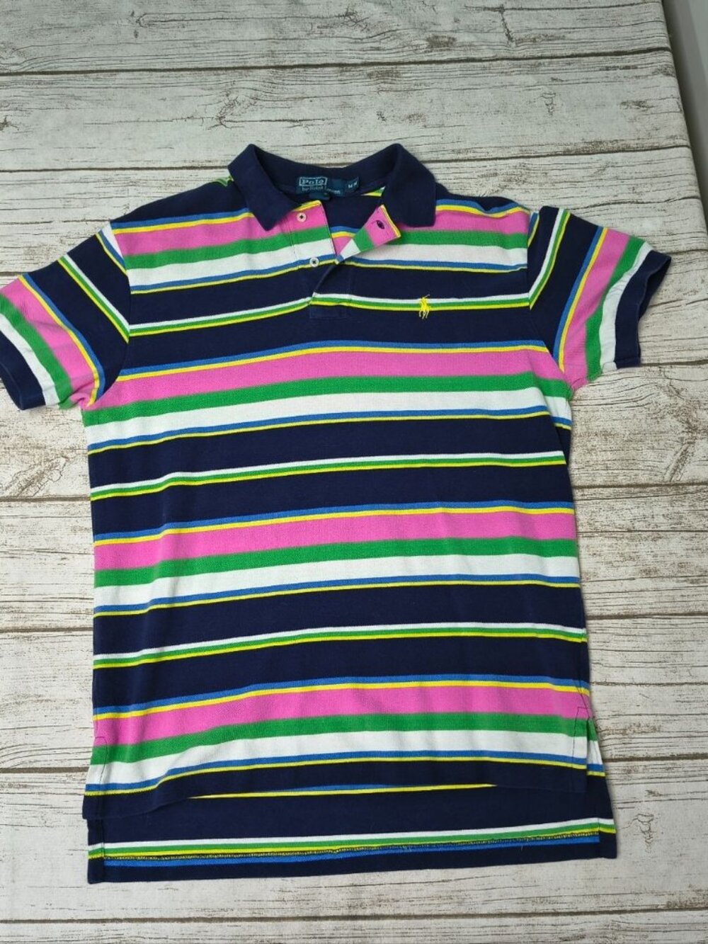 Polo Ralph Lauren Striped Multi Color Pony Polo Shirt Size Medium
